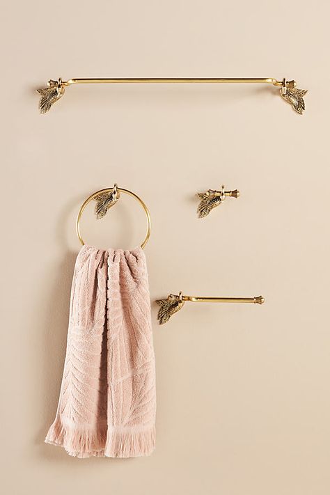 Anthropologie Bathroom, Swan Towel, Wall Mounted Shelving Unit, Bar Tile, Bath Hooks, Anthropologie Uk, Bath Hardware, Towel Rings, Bathroom Hardware