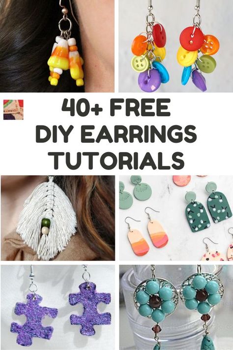 Learn how to make DIY earrings, including drop, DIY hoop earrings, dangles, studs, using beads, macrame, polymer clay earrings DIY, ribbons, feathers, lace, and more! Diy Hoop Earrings, Polymer Clay Earrings Diy, Diy Lace Earrings, Clay Earrings Diy, Make Your Own Earrings, Diy Earrings Dangle, Lego Earrings, Diy Earrings Tutorial, Macrame Earrings Tutorial