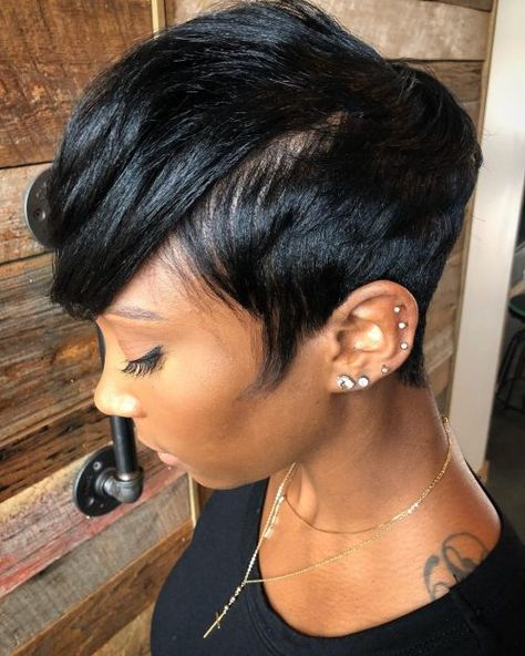 Side-Parted Pixie Purple Pixie Haircut, African American Short Haircuts, Undercut Natural Hair, Short Hairstyles For Black Women, Short Relaxed Hairstyles, Black Women Short Hairstyles, Black Hair Short Cuts, Short Sassy Hair, Sassy Hair