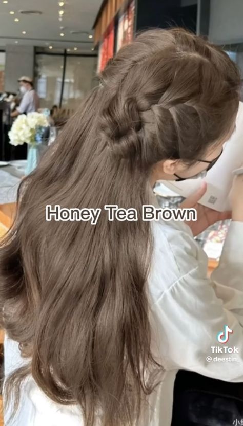 Lalisa Hair Color, Mint Beige Hair Color, Balayage, Maple Brown Hair Color Korean, Hair Color That Makes Your Skin Lighter, Bubble Tea Hair Color Korean, Mouse Brown Hair Color, Korean Hair Color Milk Tea Brown, Chestnut Brown Hair Asian