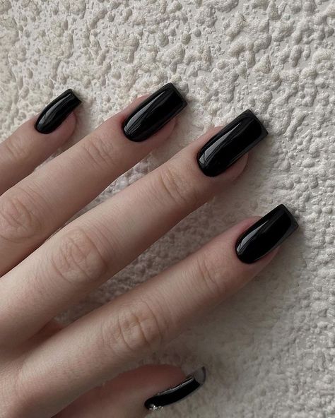 Black Nail, Plain Nails, Black Acrylic Nails, Gothic Nails, Goth Nails, Grunge Nails, Basic Nails, Nails Only, Fire Nails