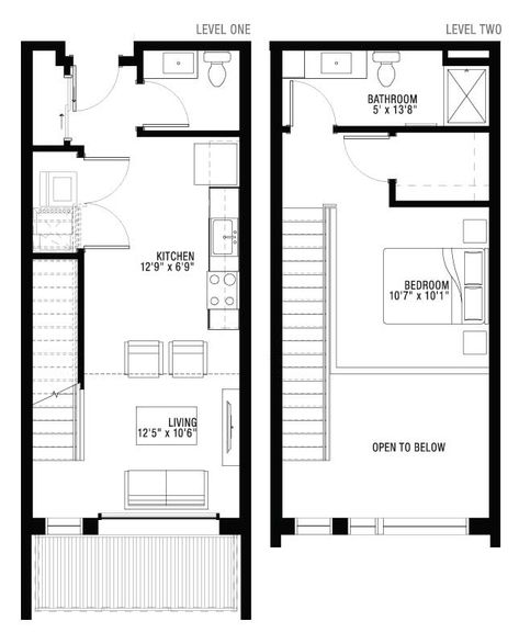 1 Bedroom Loft Apartment Floor Plans - 550 Ultra Lofts Loft House Design Floor Plans, Loft House Plans Open Floor, Apartment House Layout, Loft Layout Floor Plans, Loft Floor Plans Layout, Studio Apartment With Loft, Loft Apartment Floor Plan, Apartment With Loft, 1 Bedroom Loft