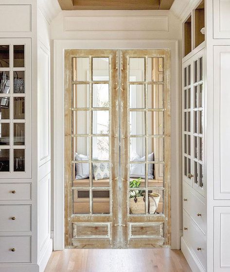 Antique Whitewashed French Door, Custom Built Interior Exterior Doors, Sliding or Hinge, Double & Single Doors, Pocket Door, Pantry Doors - Etsy Pocket Door Pantry, Antique French Doors, Interior Exterior Doors, Interior Sliding Barn Doors, Pantry Doors, Pocket Door, Doors Sliding, Pantry Door, Cozy Room Decor