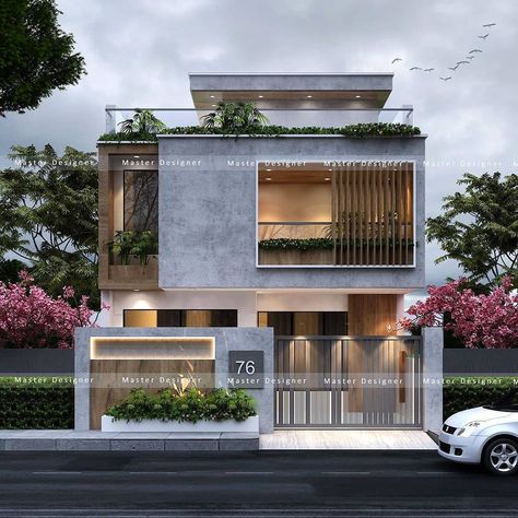 Front Elevation House Design, Residence Elevation Modern G+1, G 1 Elevation Design Modern, G+1 Building Elevation, Contemporary Elevation Designs For House, 30 40 House Elevation, Modern Residence Elevation, G+1 Elevation, G 2 Elevation Design