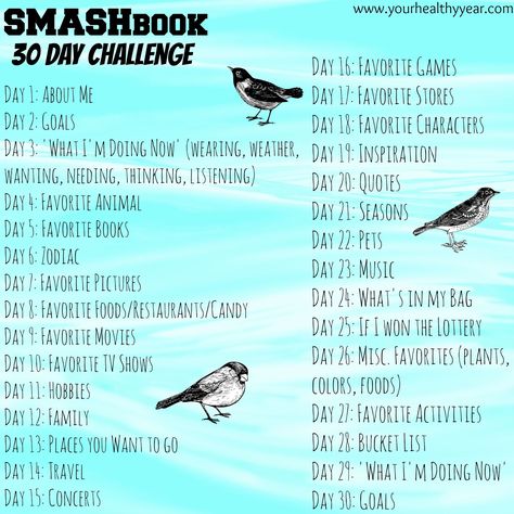 Smash books ... What a cool idea for a family to do together for a year!!! 30 Day Challenge, Smash Book Challenge, Ideas For Journaling, Smash Journal, Wreck This Journal, Book Challenge, Journals & Planners, New Energy, E Card