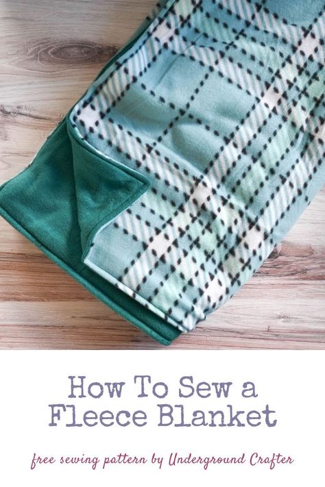 Sewing Blanket Edges, Quilting With Fleece, How To Sew A Blanket By Hand, 1 Yard Fleece Projects, Sewing A Fleece Blanket, Sewing Blanket Patterns, How To Make A Fleece Blanket, Things To Make With Fleece Fabric, Easy Fleece Blanket