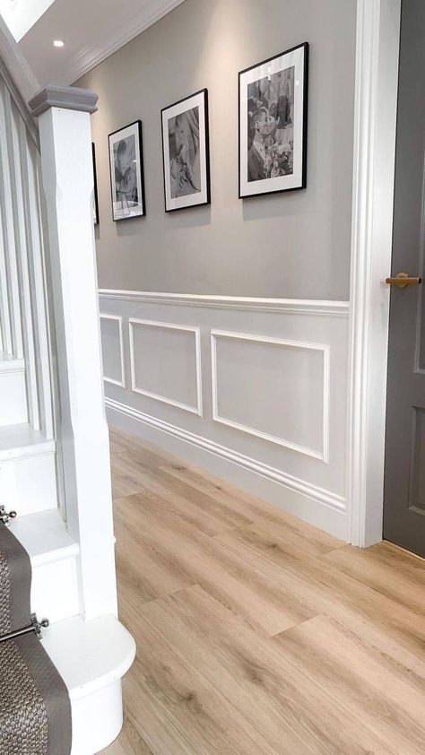 Transform your boring walls with these beautiful wainscoting ideas! Whether you're drawn to classic paneling or modern designs, discover how wainscoting can add architectural interest to any room. #WainscotingIdeas #HomeDecor #DIYDesign Wainscoting Ideas, Hal Decor, Wainscoting Styles, Narrow Hallway Decorating, Hallway Design, Hallway Designs, Hall Decor, Home Entrance Decor, Hus Inspiration