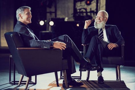 David Letterman’s Netflix Show and George Clooney Interview Talk Show Photoshoot, Interview Reference Shots, Talking Head Interview, Talk Show Aesthetic, Interview Studio, Interview Photography, Youtube Backdrops, Interview Photo, Studio Room Design