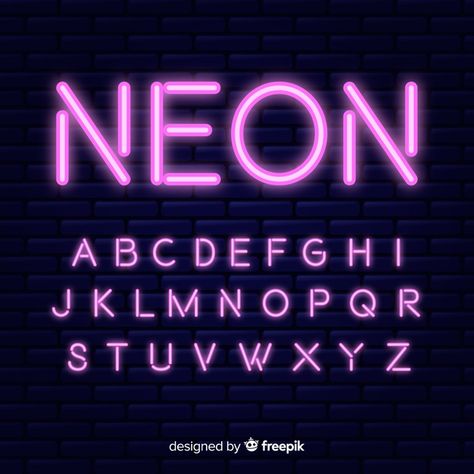 Neon alphabet template flat design Free Vector | Free Vector #Freepik #vector #freeabstract #freedesign #freetemplate #freelight Light Font, 3d Alphabet, Alphabet Templates, Hand Lettering Inspiration, Neon Logo, Drawing Letters, Graphic Design Fonts, Cute Animal Drawings Kawaii, Instagram Frame