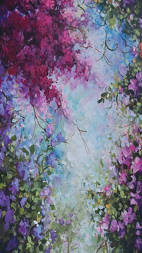 Garden Painting, Flower Art Painting, Arte Floral, Cool Paintings, Facebook Twitter, 그림 그리기, Beautiful Paintings, Floral Painting, Painting Inspiration