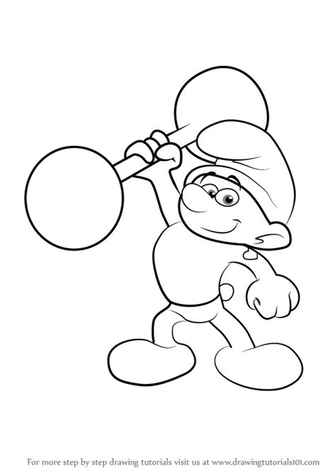 Learn How to Draw Hefty Smurf from Smurfs - The Lost Village (Smurfs: The Lost Village) Step by Step : Drawing Tutorials Smurfs Colouring Pages, How To Draw Smurfs Step By Step, The Smurfs Drawing, Smurf Drawing Easy, Smurf Drawing, Hefty Smurf, Smurfs Drawing, Smurfs The Lost Village, Disney Character Sketches