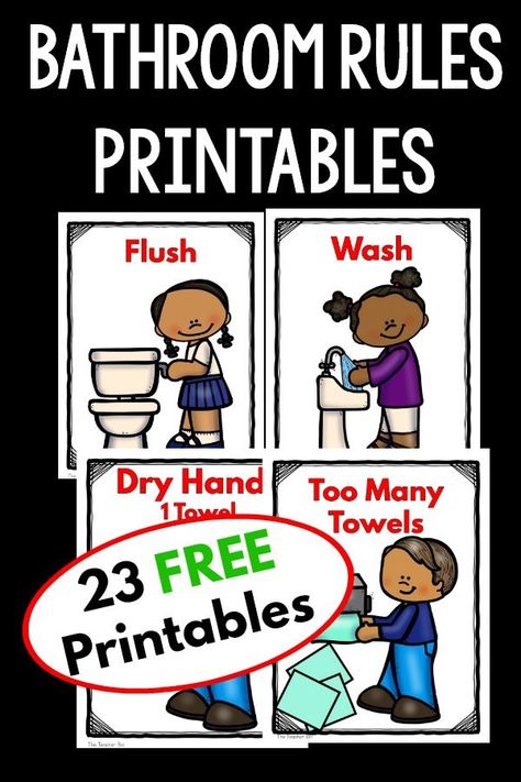 Organisation, Restroom Rules For Classroom, Preschool Rules And Routines, How To Use School Supplies Preschool, Kindergarten Bathroom Ideas, Bathroom Routine Visual, Toilet Rules Printable Free, Preschool Rules Activities, Bathroom Rules Printable Free