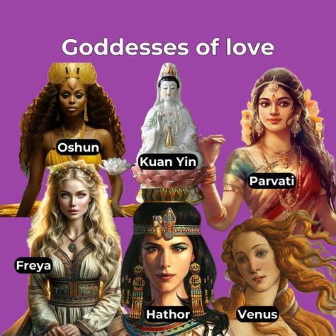 These are some Goddesses linked to love worldwide. Do you invoke any of these Goddesses in your magical rituals? 💜  #lovegoddesses #deitiesoflove #aphrodite #hathor #venus #wicca #love Venus Aphrodite Art, Venus Witchcraft, Aphrodite Magic, Venus Worship, Aphrodite Witchcraft, Hathor Goddess, Greek Goddess Aphrodite, Aphrodite Art, Venus Goddess