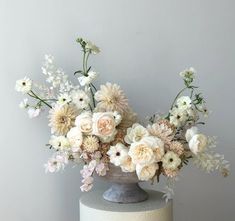 Flower Arrangements In Terracotta Pots, Vintage Table Scape Wedding, Wedding Florals Long Table, Arrangement With Hydrangea, Cascading Floral Arrangements, Dahlia Wedding Bouquets Fall, Wedding Table Floral Arrangements, Neutral Floral Arrangements, Greencrest Manor