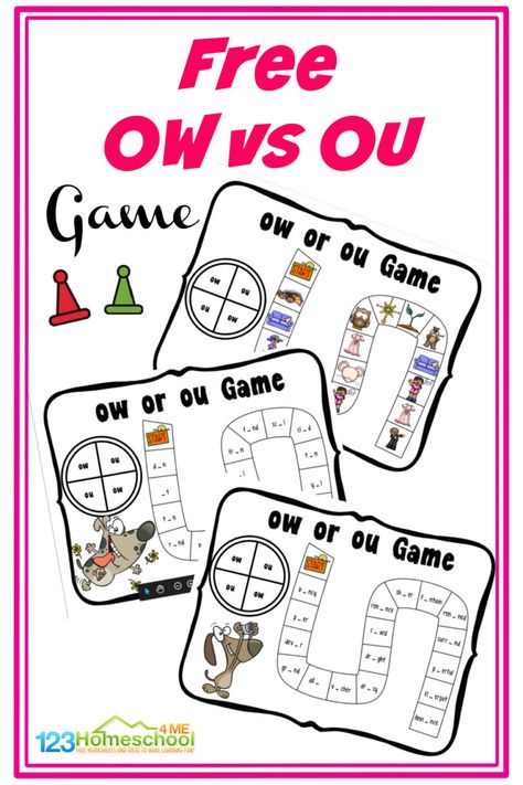 Oa And Ow Activities, Ou And Ow Activities Free, Ou Ow Activities, Ow Ou Activities, Ou Ow Worksheets, Ow Sound, Ow Words, Vowel Sounds Activities, Ou Words