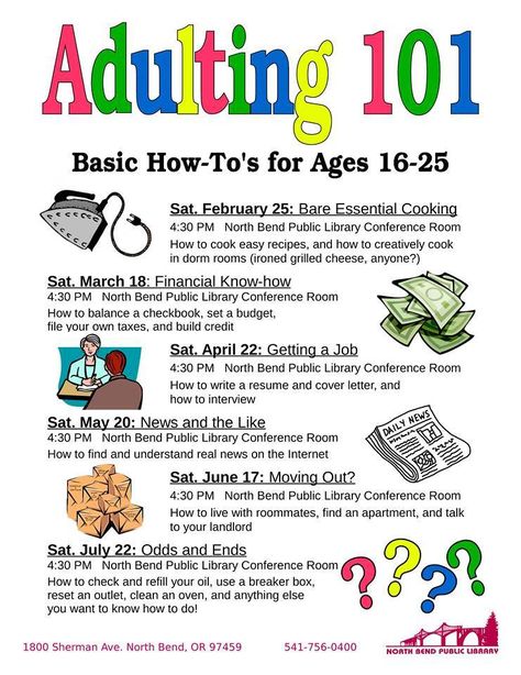 About seven months ago, I noticed a new trend among public libraries of offering “adulting” programs. When I first saw a posting via social media about this program, my brain screamed, “Where were … Public Library Programs, Class Worksheets, Plush Pants, Passive Programs, Friends Of The Library, Teen Library, Adulting 101, Life Skills Lessons, Library Events