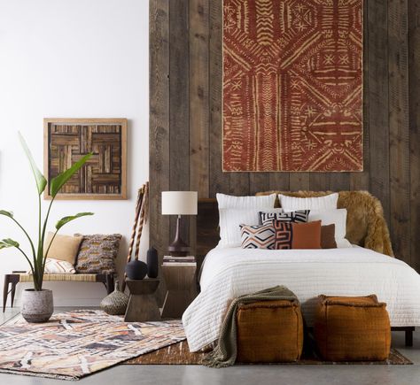 There’s a hot new trend in the world of bohemian design. "Kuba," mud cloth and raffia prints. African Bedroom, Design Ložnic, African Interior Design, Casa Retro, African Interior, African Home Decor, Diy Casa, African Decor, Retro Home Decor