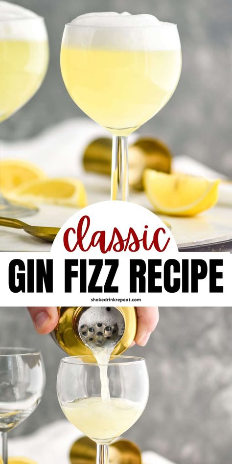 Margaritas, Gin Fizz Recipe, Gin Drink Recipes, Fizz Drinks, Best Gin Cocktails, Gin Fizz Cocktail, Gin Recipes, Gin Cocktail Recipes, Classic Cocktail Recipes