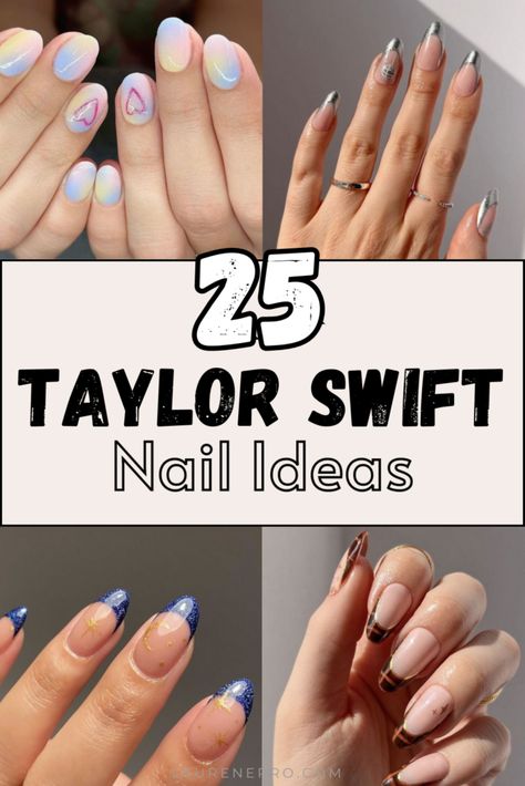 25 Taylor Swift Nail Ideas - Lauren Erro Taylor Swift Eras Tour Nails Ideas, Speak Now Taylor Swift Nails Inspired, Era Nails Taylor Swift, Easy Taylor Swift Nails, Taylor Swift Gel Nails, Taylor Swift Nail Ideas Eras Tour, Taylor Inspired Nails, Nail Ideas Taylor Swift, Debut Nails Taylor Swift