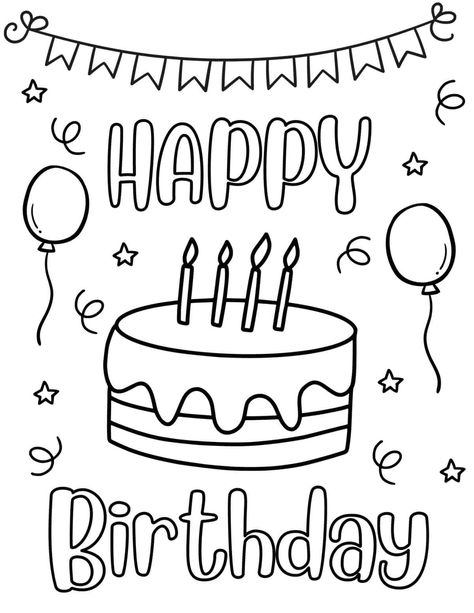 Happy Birthday Teacher, Coloring Birthday Cards, Happpy Birthday, Happy Birthday Drawings, Happy Birthday Clip Art, Happy Birthday Free, Happy Birthday Coloring Pages, Birthday Doodle, Printable Happy Birthday