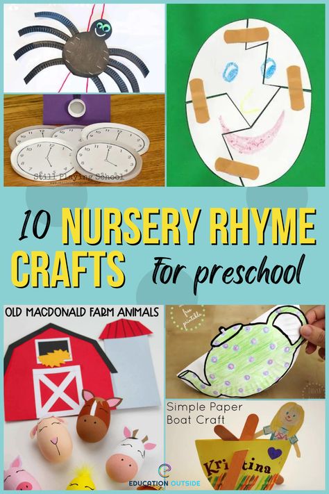 Nursery Rhymes Crafts, Nursery Rhymes Preschool Theme, Nursery Art Ideas, Nursery Rhymes Preschool Activities, Nursery Rhymes Kindergarten, Nursery Rhyme Lessons, Free Nursery Rhymes, Nursery Rhymes Toddlers, Nursery Rhymes Preschool Crafts