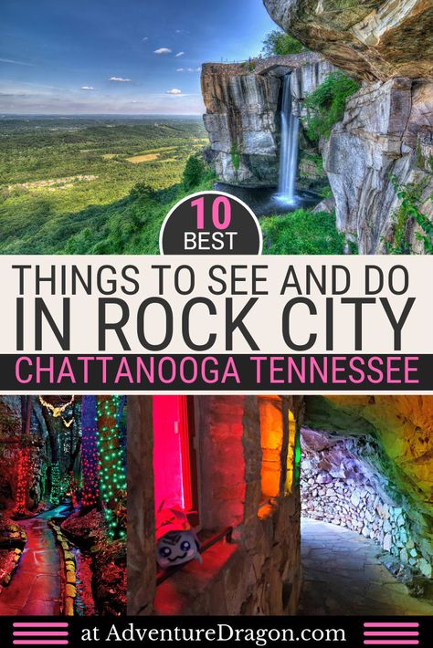 10 Best Things to See in Rock City on Lookout Mountain Near Chattanooga - Adventure Dragon Tumblr, Los Angeles, Rock City Chattanooga, Tennessee Adventures, Usa Drawing, Lookout Mountain Georgia, Usa School, Usa Aesthetic, Tennessee Road Trip