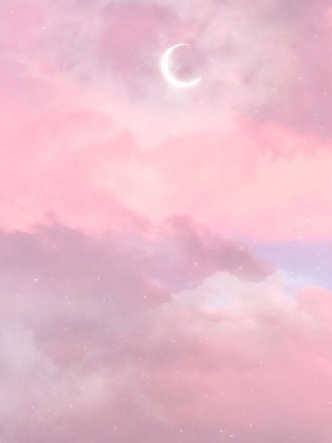 Pink, Pastel, Pink Sky, Moon