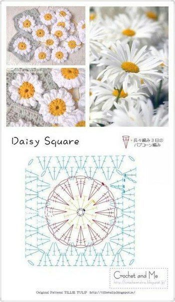 Wonderful bags with crochet daisies – Get inspired Crochet Shell Granny Square, Free Crochet Granny Squares Patterns, Granny Flower Crochet, Circular Granny Square Pattern, Circular Crochet Patterns, Pretty Granny Squares, Flower Square Crochet, Crochet Flower Square, Sac Granny Square