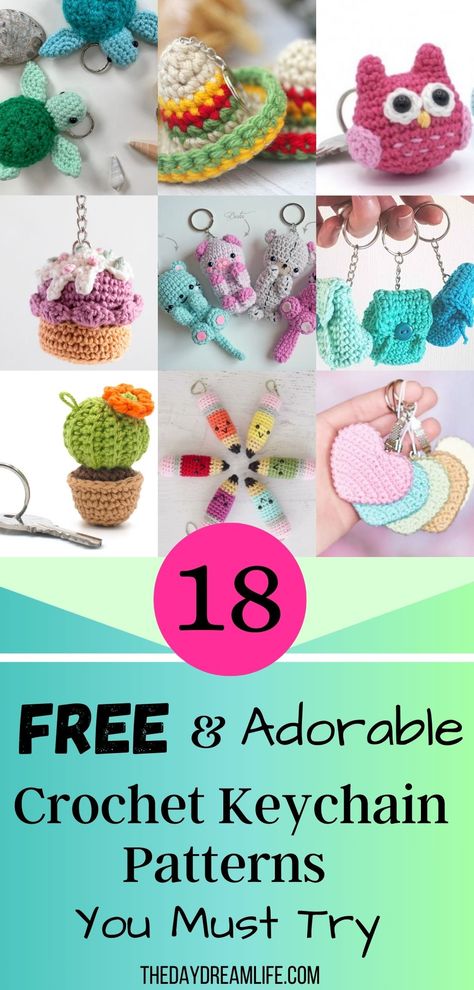 Charm in Your Pocket: 18 Cute and Free Crochet Keychain Patterns You'll Love Amigurumi Patterns, Crochet Patterns For Thread Yarn, Tiny Crochet Projects, Crochet Keyring Free Pattern, Crochet Keyring, Crochet Craft Fair, Small Crochet Gifts, Crochet Keychains, Crochet Project Free