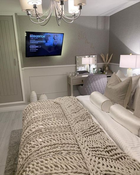 25 Beautiful Bedroom TV Ideas You Will Love Bedroom With Tv On Side Wall, Tv Area Bedroom Ideas, Bedroom With Coach, Tv Mounted On Side Wall Bedroom, Small Tv Bedroom, Bedroom Parents Ideas, Where To Place Tv In Bedroom, Tv Wall Panel Design Master Bedrooms, Best Small Bedroom Ideas