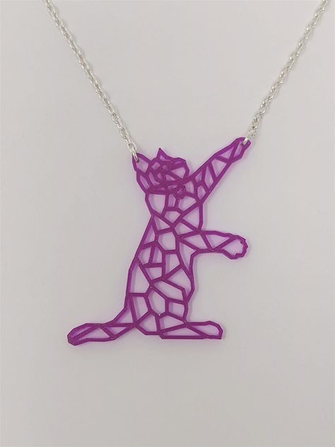 3d Printer Jewelry, Neon Necklace, Toe Beans, Cat Pendant Necklace, Cat Pendant, Silver Chain Style, Cat Pendants, Cat Jewelry, Cat Necklace