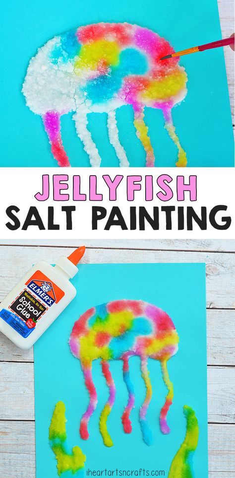 Painting Activity For Kids, Salt Painting, Art Project For Kids, Painting Activities, Preschool Art Activities, Project For Kids, Ocean Crafts, Art Activity, Daycare Crafts