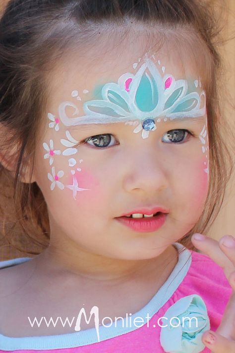 Face Paint Party, Mermaid Face Paint, Easy Face Painting Designs, Princess Face Painting, Fairy Face Paint, Christmas Face Painting, Girl Face Painting, Soya Mumu, Princess Face