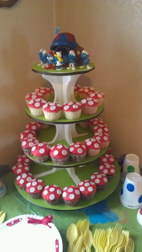 Smurfs Party Decorations, Cupcakes Decoration Ideas, Boys 3rd Birthday, Smurfs Birthday, Smurfs Cake, Smurfs Party, Birthday Cupcakes Decoration, Birthday Party Girl, Cupcake Pictures