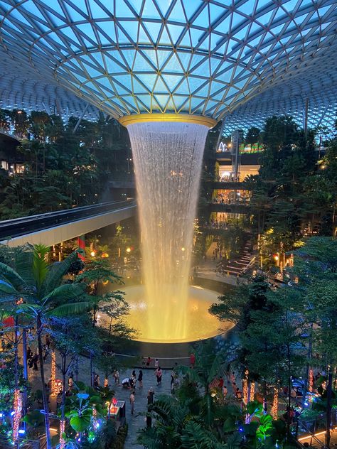 Changi Airport Waterfall, Singapore Jewel Changi, Jewel Changi Airport Singapore, Changi Jewel Airport, Changi Airport Singapore Aesthetic, Singapore City Photography, Jewel Airport Singapore, Singapore Vision Board, The Jewel Singapore