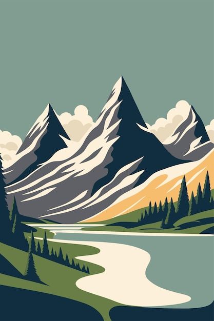Mountain Poster Design Graphics, The Swiss Alps, Alps Aesthetic, Jumble Sale, Bar Reception, Europe Switzerland, Aesthetic Mountain, Vector Mountain, Swiss Mountains