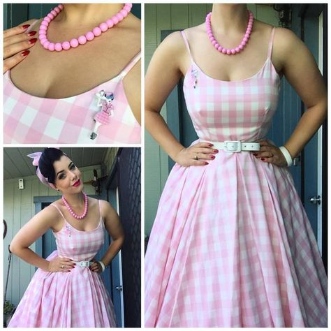 Miss Victory Violet. Summery pink gingham dress. I think I'd like to recreate this look with Simplicity 1194. Dirndl, Victory Rolls, Miss Victory Violet, Victory Violet, Moda Pinup, Idda Van Munster, The Pretty Dress Company, Pink Gingham Dress, Pin Up Outfits