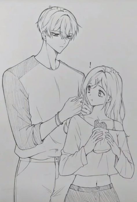 Romantic Drawings Of Couples Sketches Anime, Anime Couple Drawing Sketches, Cute Couple Drawings Sketches Anime, Cute Couple Sketch Romantic, Girl And Boy Couple Drawing, Anime Sketch Couple, Anime Couple Sketch, Art Sketches Couples, Reference Drawing Couple