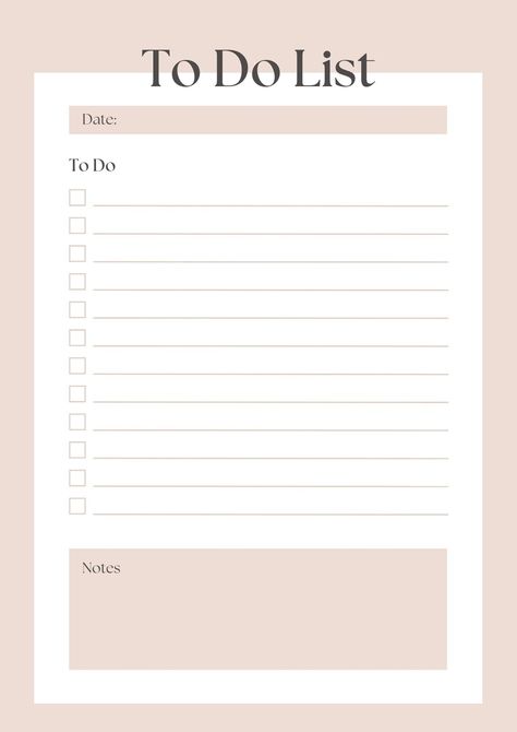 Beige Minimalist Modern To Do List Planner - Templates by Canva To Do List Wallpaper Iphone, Note Book Template Aesthetic, Goodnotes Study Planner Template, Pink To Do List Template, To Do List Template Aesthetic Printable, Minimalist Journal Design, Notes Aesthetic Printable, Goodnotes To Do List Template Free, To List Template