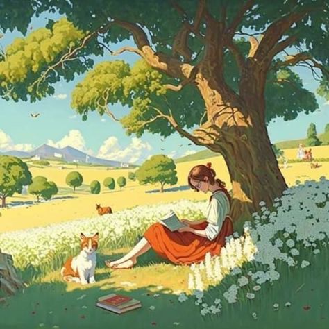 Reading Under A Tree Drawing, Person Sitting Under Tree Drawing, Sitting On A Tree Reference, Under A Tree Lighting Reference, Summer Tree Drawing, Person Sitting Under Tree, Sitting Reading Pose, Sitting Under A Tree Drawing, Sitting Under A Tree Drawing Reference