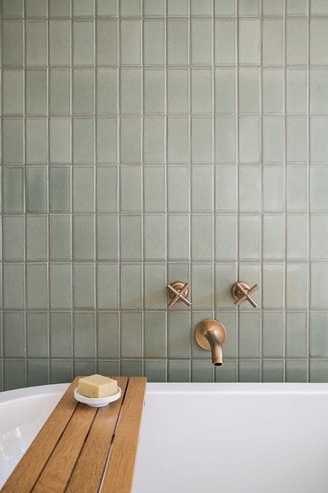 tiles can make the room appear larger since there are less visible grout lines to break the pattern. On the other hand, small tiles can work well as a backsplash, or on the floor of a small space. I like Bathroom Renovations, Brass Hardware Bathroom, Fireclay Tile, Jack And Jill Bathroom, Tile Grout, Mandy Moore, Bathroom Flooring, Bathroom Renovation, B & B