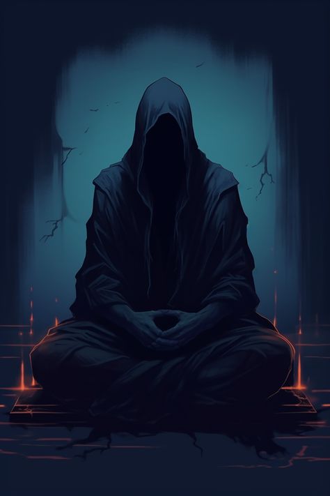 A dark ambient work depicting a monk meditating.
Dark textures, the sound of flowing water, the abstract sound of gongs flow slowly, inviting you to the inner world. Sith Meditation, Monk Meditation Art, Dark Magic Art, Fantasy Meditation, Shadow Monk, Dark Meditation, Dark Person, Darkness Magic, Meditation Wallpaper