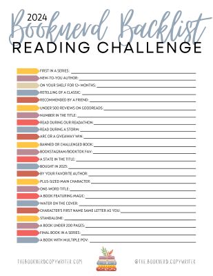 2024 Booknerd Backlist Reading Challenge (+PDF) - The Booknerd Copywriter 2024 Taylor Swift Reading Challenge, Popsugar Reading Challenge 2024, 2024 Reading Challenge Template, Book Challenge Ideas, Summer Reading Challenge For Adults, Reading Challenges For Adults, 2024 Reading List, Library Reading Challenges, 2024 Book Challenge