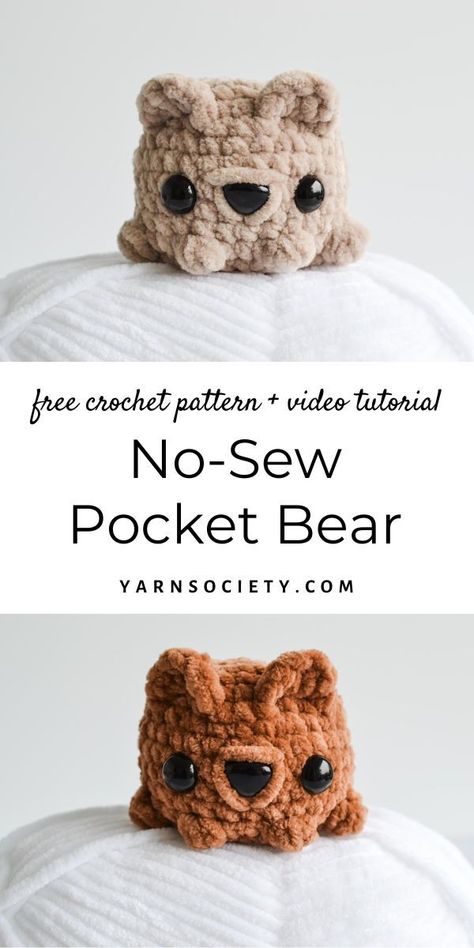 Amigurumi Patterns, No Sew Cow Amigurumi, Pocket Bear Crochet Pattern, No Sew Bear Crochet Pattern Free, Crochet Leggy Animals, Bear Crochet Pattern Free Amigurumi, 30 Minute Amigurumi, Quick And Easy Crochet Stuffed Animals, Stuffy Crochet Pattern