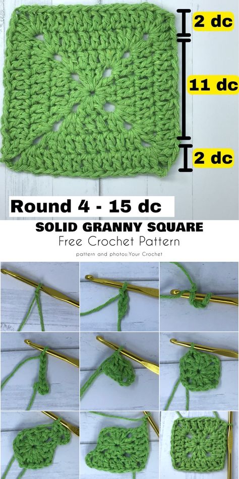 Learn how to crochet a solid granny square. Crochet Basic Granny Square Pattern Free, Crochet Daisy Motif, Easy Solid Granny Square Crochet, Granny Square Easy Tutorial, How To Crochet A Solid Granny Square, Solid Granny Square Pattern Free, Solid Granny Square Pattern, Crochet Solid Granny Square, Basic Granny Square