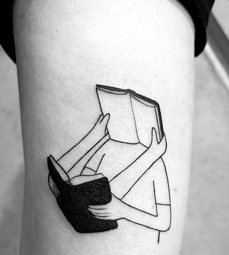 Cute Reading Tattoos, Book Tattoo Designs Drawings, Book Tattoo American Traditional, Geometric Book Tattoo, Small Book Tattoo Simple, Bookcase Tattoo, Unique Book Tattoo, Box Tattoo Ideas, Reading Tattoo Ideas