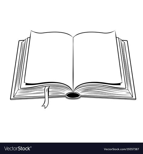 Picture Of Open Book, Drawing Books Ideas, Opening Book Drawing, Opened Book Illustration, Drawing Open Book, Book Open Illustration, Open Book Silhouette, Open Book Drawing Reference, Open Book Drawing Simple