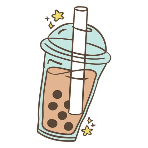 Kawaii, Croquis, Boba Tea Illustration Cute, Boba Shop Drawing, Boba Icon Png, Bobba Tea Drawings, Boba Icons Aesthetic, Boba Tea Aesthetic Sticker, Boba Illustration Cute