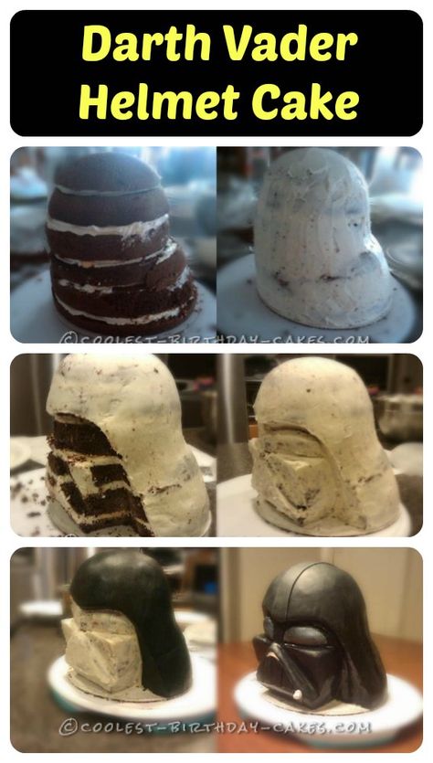 May the Force be with you in your quest for Star Wars Cake ideas. Here's a collection of cool Star Wars Cake ideas that'll help you find inspiration for making your own. Star Wars Cake Diy, Star Wars Essen, Star Wars Cake Ideas, Darth Vader Cake, Helmet Cake, 3d Dort, Star Wars Cake Toppers, Birthday Cupcakes Boy, Star Wars Birthday Cake