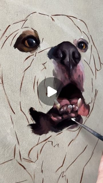 Marcelo Rochá • Pet Portraits on Instagram: "I’ll split Boris' video into two. This first part showing how I painted the eyes, nose and mouth. Soon I’ll post the other parts of the painting. Commissioned pet portrait 18x24". . . #petportraits #dogportraits #petportraitartist #petpainting #custompetportraits #petportraitpaintings #petportraitcommission #oilpainting #dogpainter #dogpainting #bulldogsofinstagram #bulldog #bulldogpainting" Boxer Dogs, Oil Pet Portraits, Boxer Dog Drawing, Pet Portrait Paintings, Dog Nose, Dog Drawing, Dog Paintings, Portrait Artist, Custom Pet Portraits